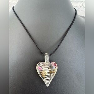 Art Glass Heart Pendant Necklace